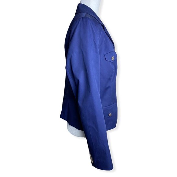 LAUREN Ralph Lauren Blue Cotton Silk Blend Blazer Nautical Women's Sz 12 - Picture 5 of 8